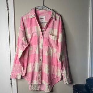 Aerie size small flannel pink/white plaid button up!